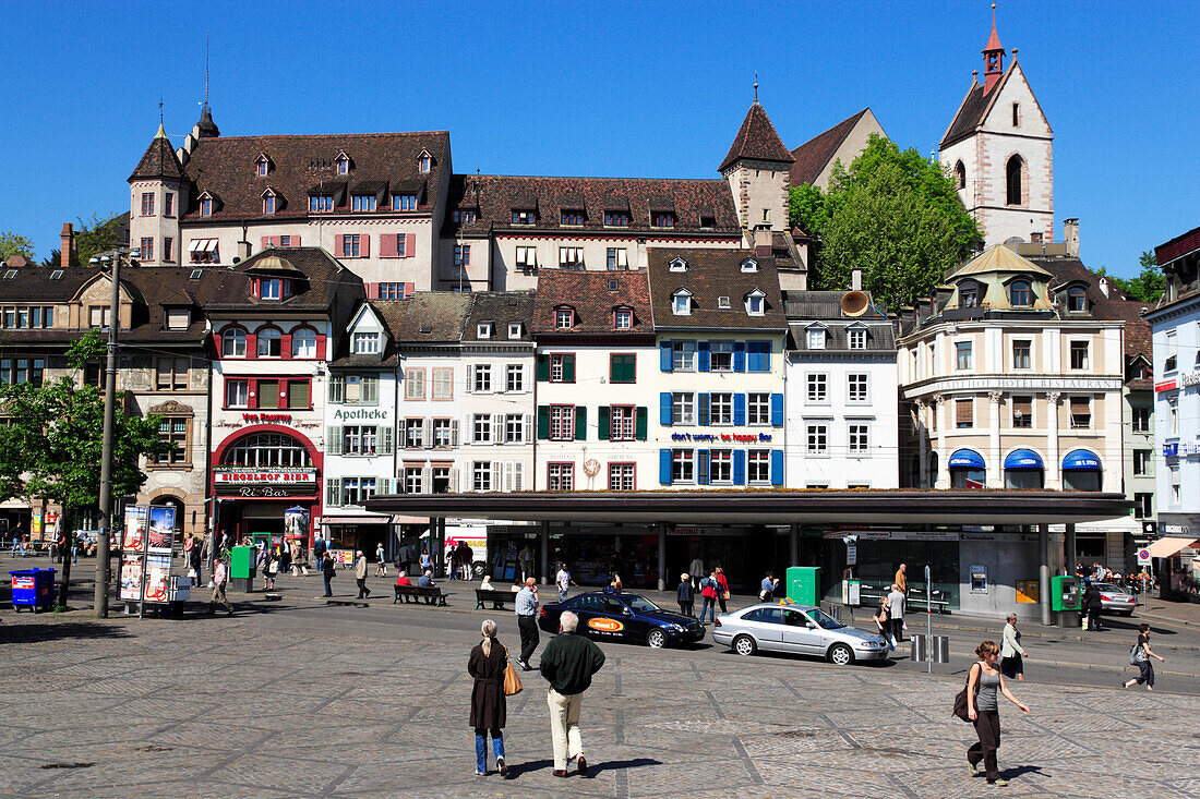 View of the town square, Barfuesserplatz, Basel, Switzerland