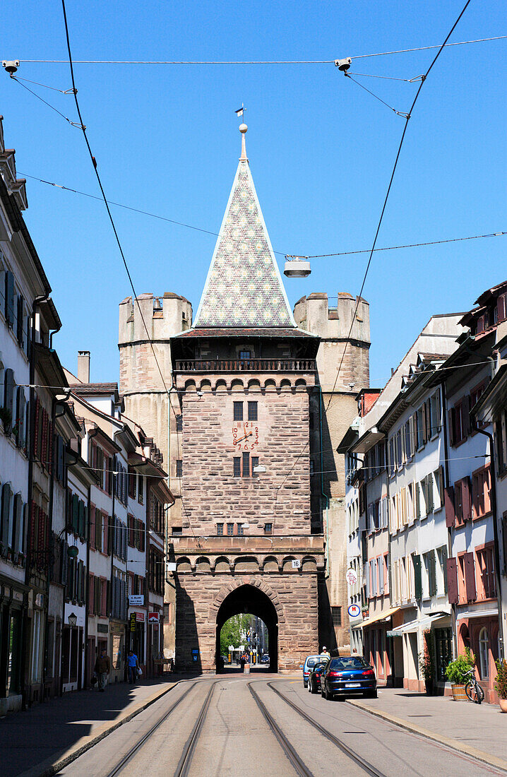 View of the former city gate, Spalentor, Basel, Switzerland