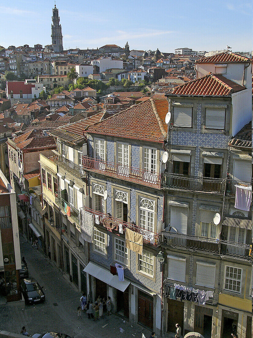 Torre dos Clérigos at the back. Porto. Portugal.