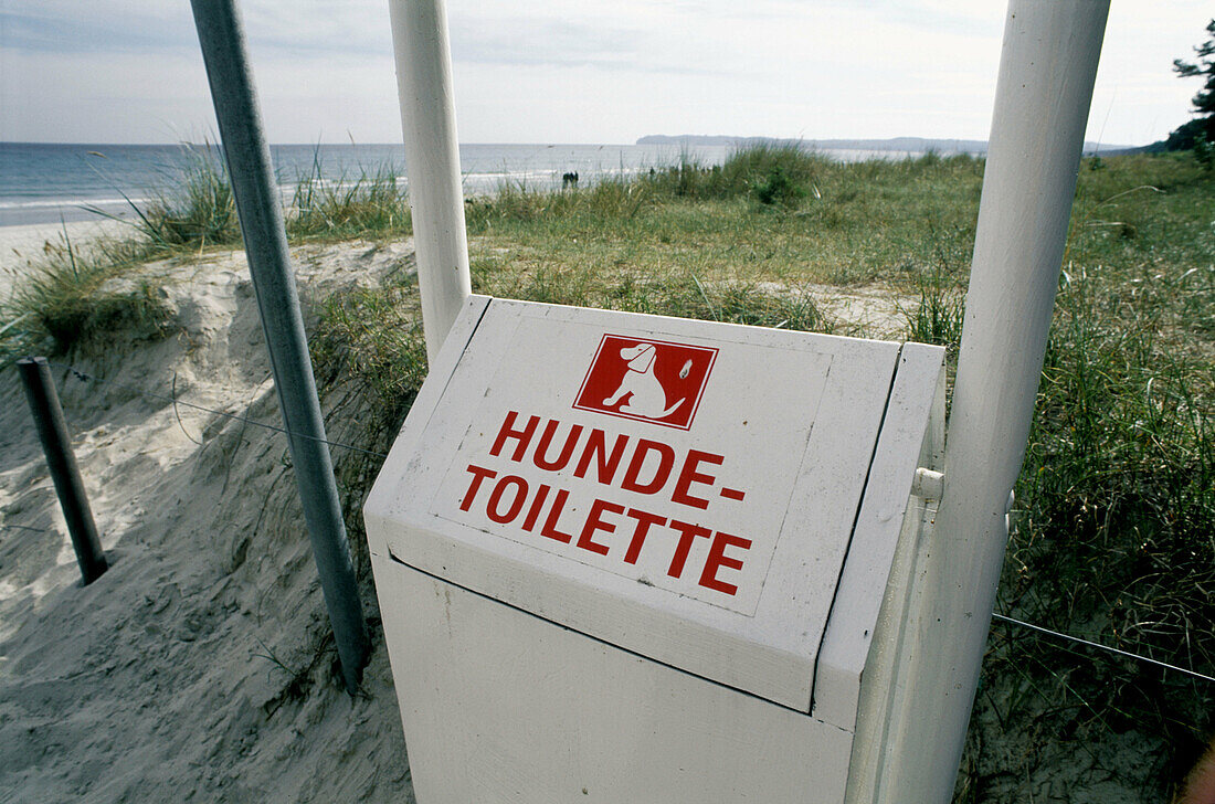 Dog toilet at the Baltic Sea beach, Prora. Mecklenburg, Western Pomerania. Rügen (Ruegen) island, Germany