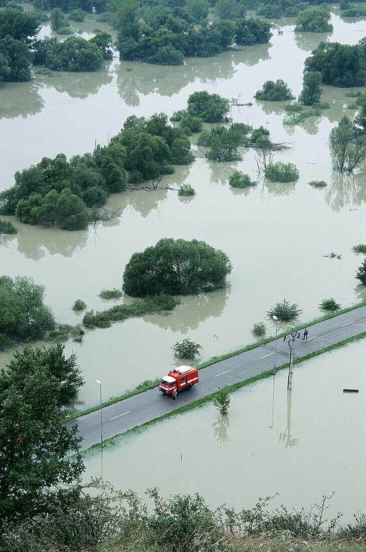 Flood in Devínska Nová Ves, near Bratislava. August, 2002. Slovakia