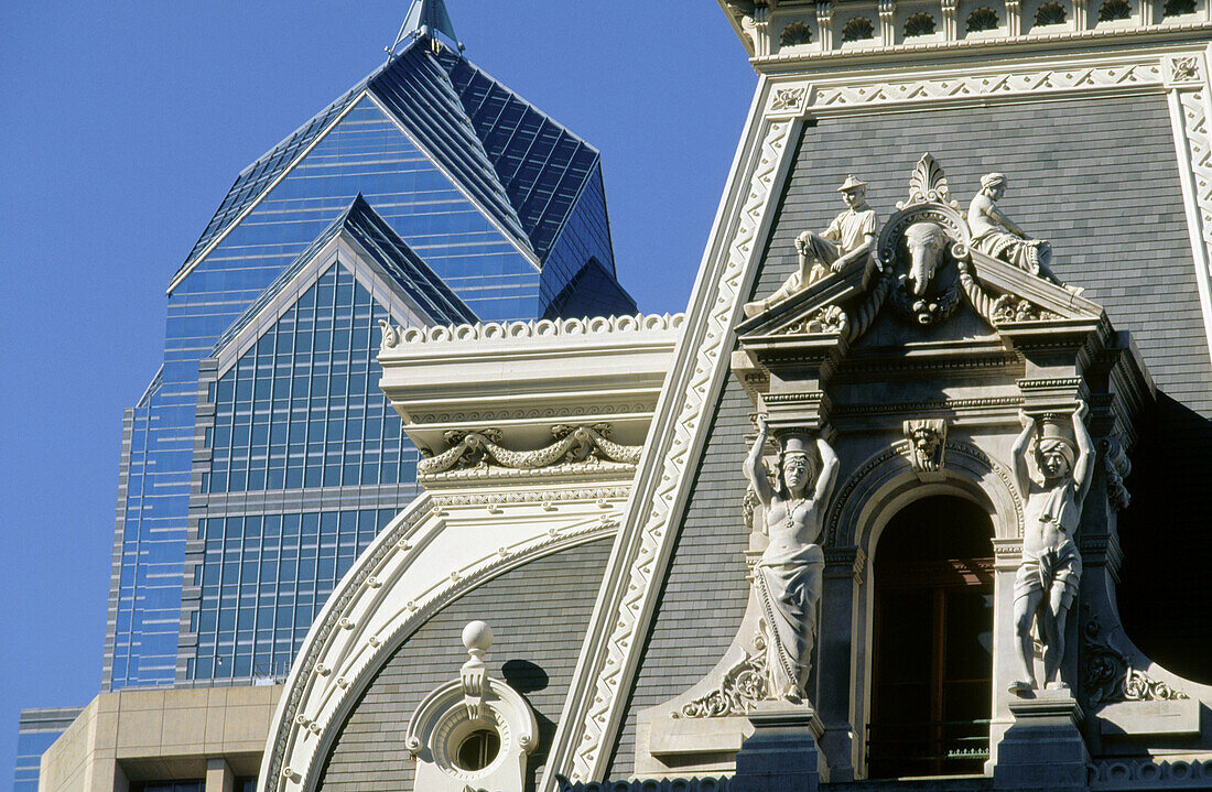 City Hall and two Liberty Place buildings. Philadelphia. Pennsylvania. USA.