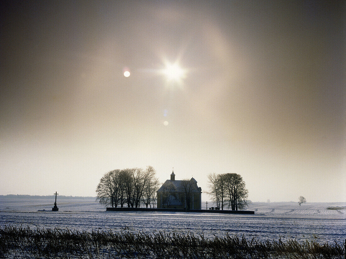 Lubelski region. Poland. Small church in the field