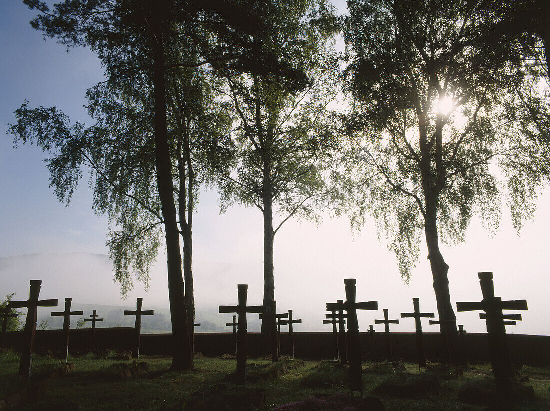 Cemetery from the place where one the fiercest battles of W.W. I took place. Beskid Niski Mountains. Poland.