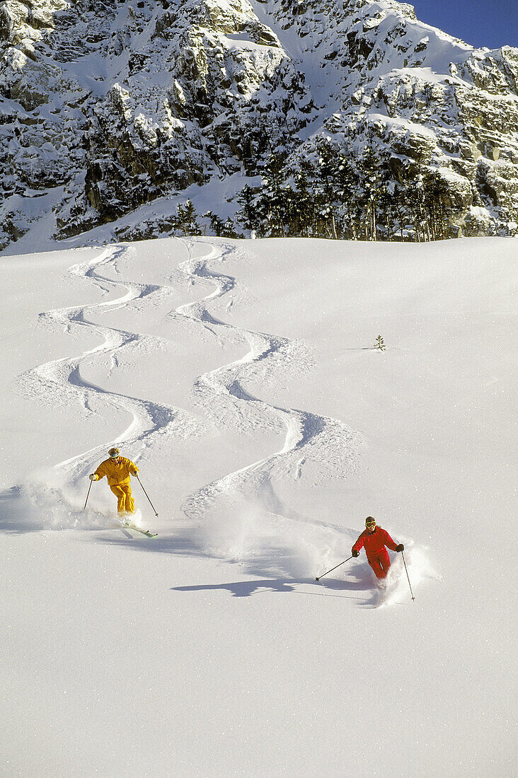  Absteigen, Abstieg, Abstiege, Aktivität, Aufregend, Außen, Berg, Berge, Bewegung, Erholen, Erholung, Erwachsene, Erwachsener, Farbe, Freizeit, Ganzkörper, Ganzkörperaufnahme, Kurve, Kurven, Mensch, Menschen, Schi, Schifahren, Schnee, Schneebedeckt, schne