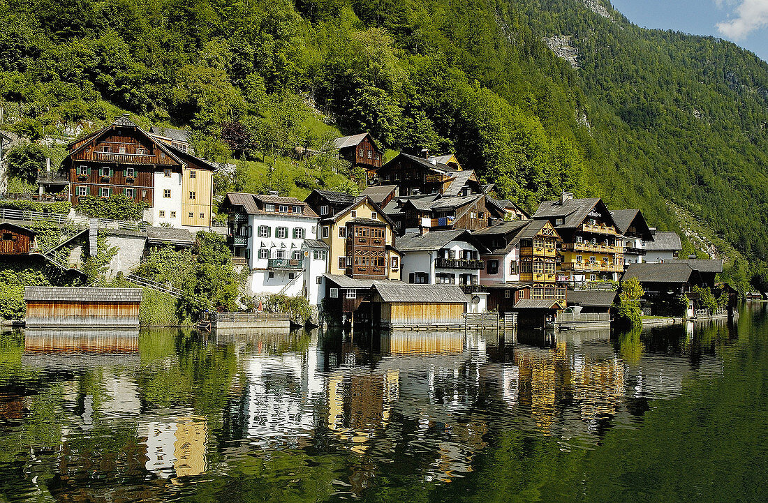 The town of Hallstatt in the Salzkammergut region of Austria. 2006.