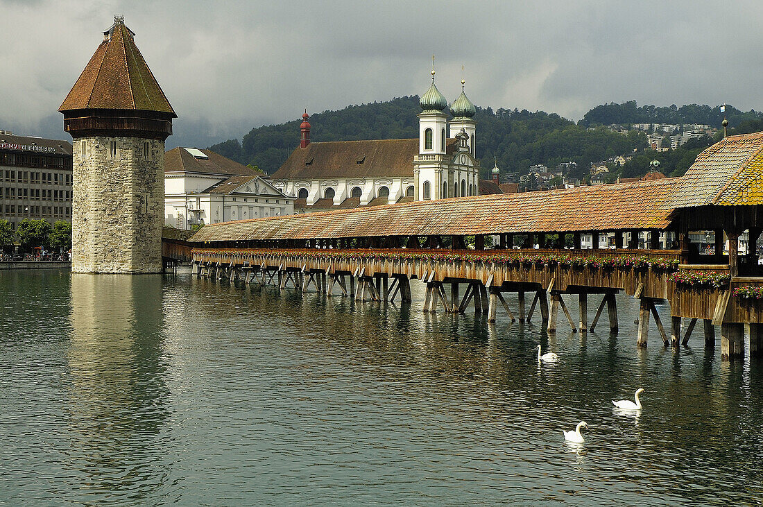 Chapel Bridge in Luzern. Switzerland