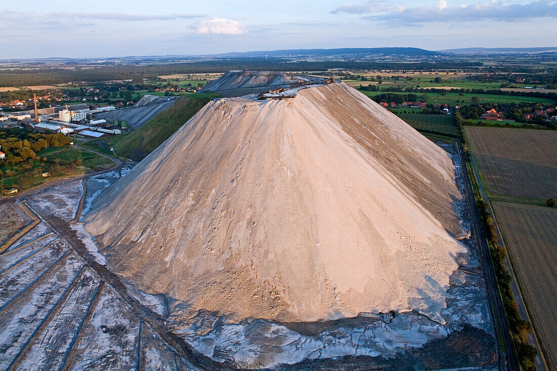 aerial view of potash heap Wunstorf, Hanover, Lower Saxony, northern Germany