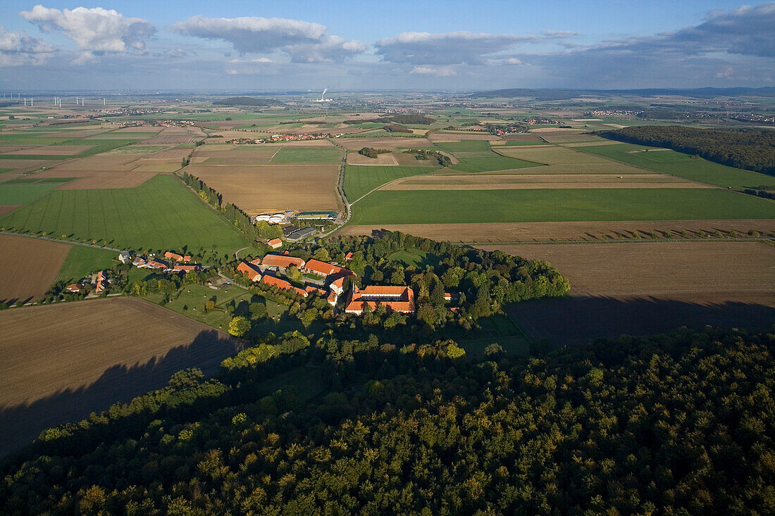 aerial view of the monastery Wülfinghausen, region Hanover, Lower Saxony