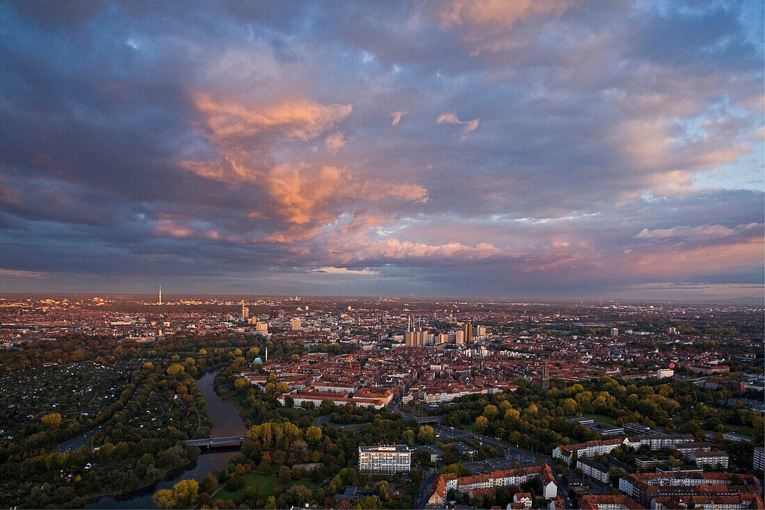 Aerial shot of Hanover, Lower Saxony, Germany