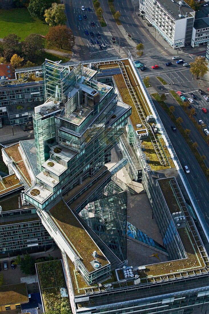 Aerial shot of the NORD/LB head office, Hanover, Lower Saxony, Germany