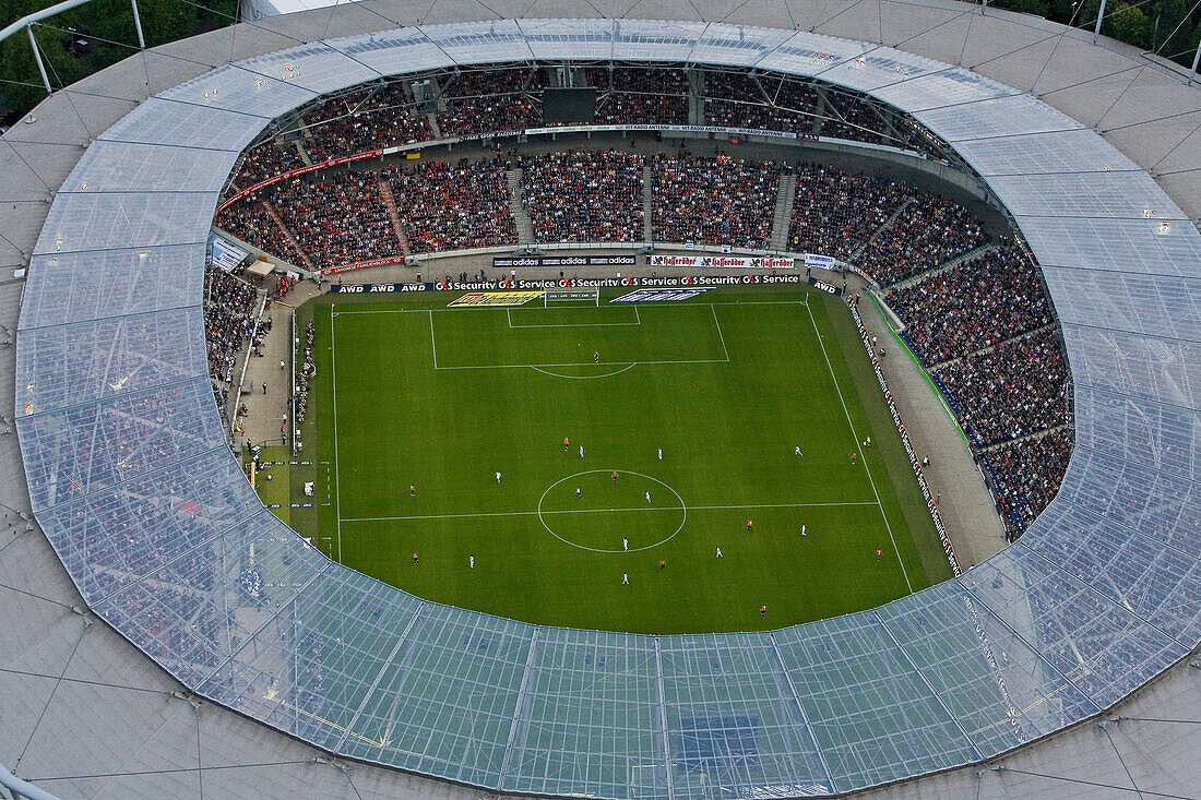 Soccer match in football stadium, Hanover, Lower Saxony, Germany