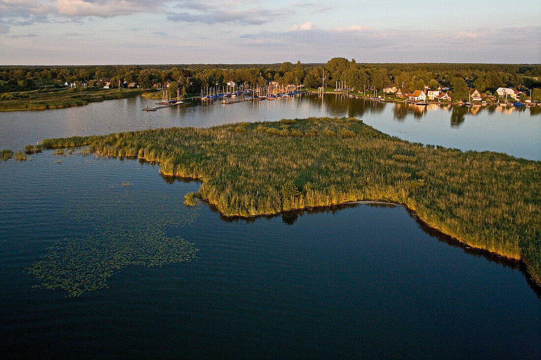 Aerial shot of Grossheidorn at Steinhude Lake, Lower Saxony, Germany