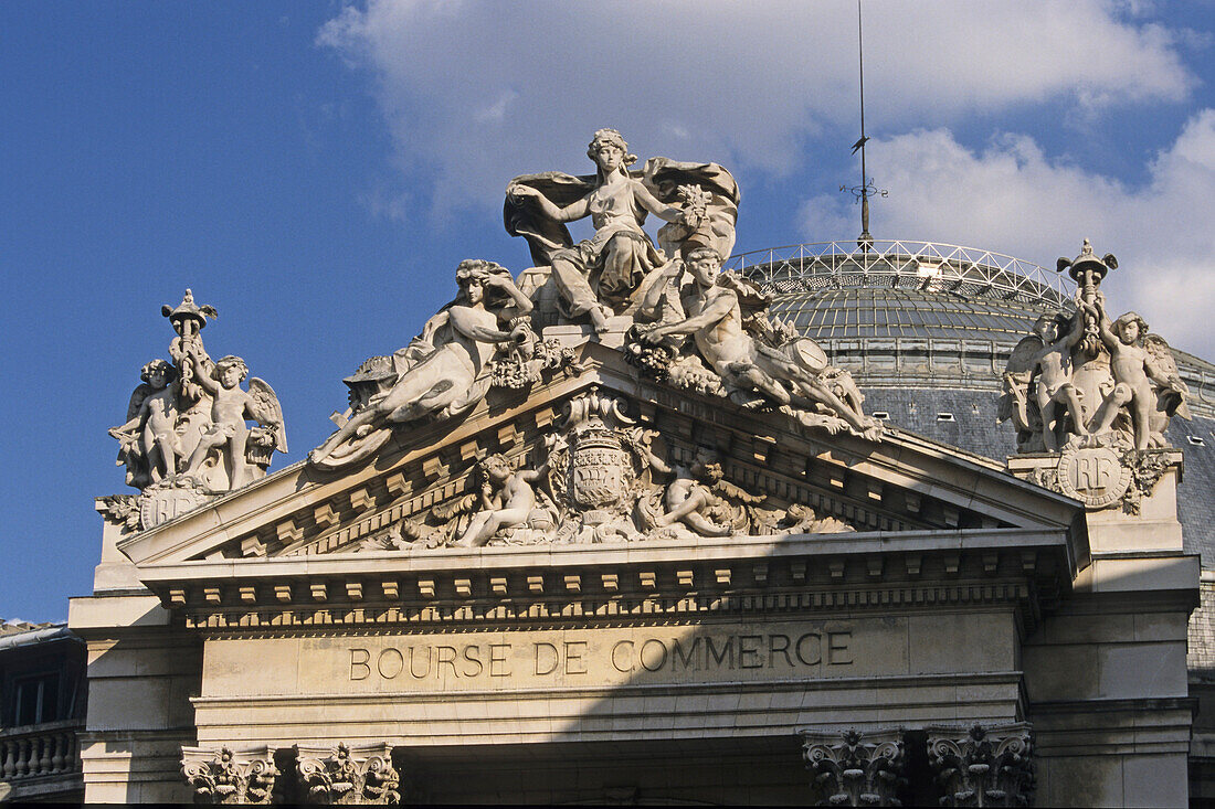 Detail of the Bourse de Commerce de Paris, 1st Arrondissement, Paris, France, Europe