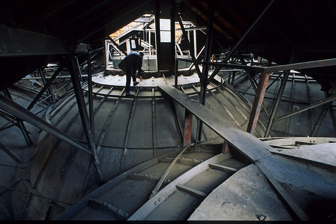 Above the vaulted roof of Bibliotheque Nationale de France, 2nd Arrondissement, Paris, France, Europe