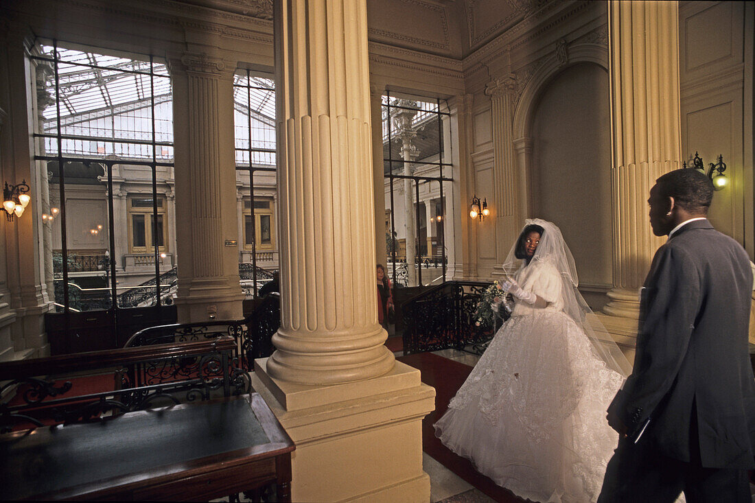 Bride and groom in the town hall, 18e Arrondissements Paris, France