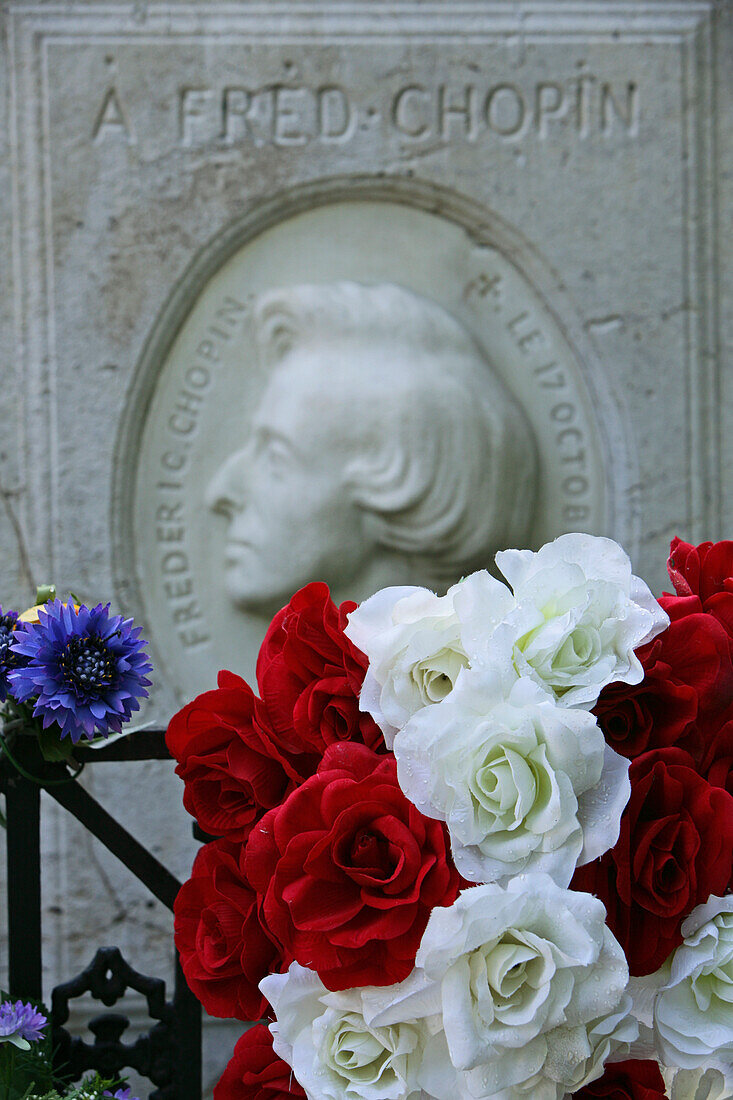 Grab von Chopin, Père Lachaise Friedhof, Besucher 20e Arrondissement, Paris, Frankreich