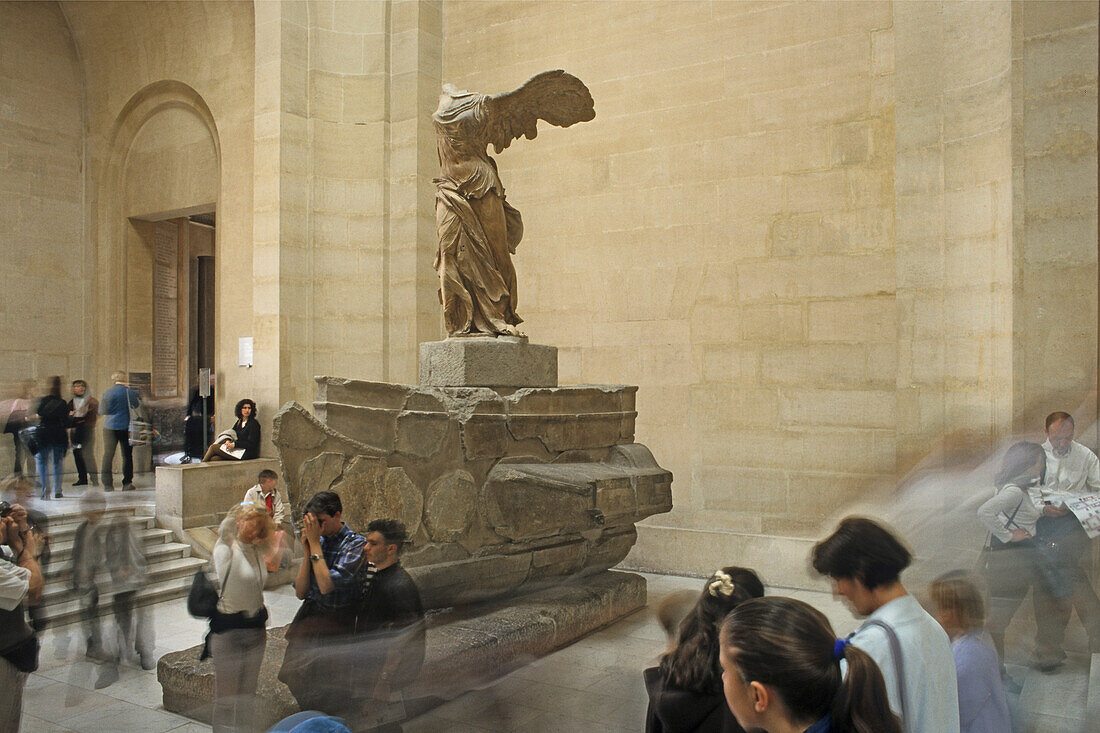 Winged victory of Samothrace, marble sculpture of a Greek Goddess, Louvre Museum, Paris, France
