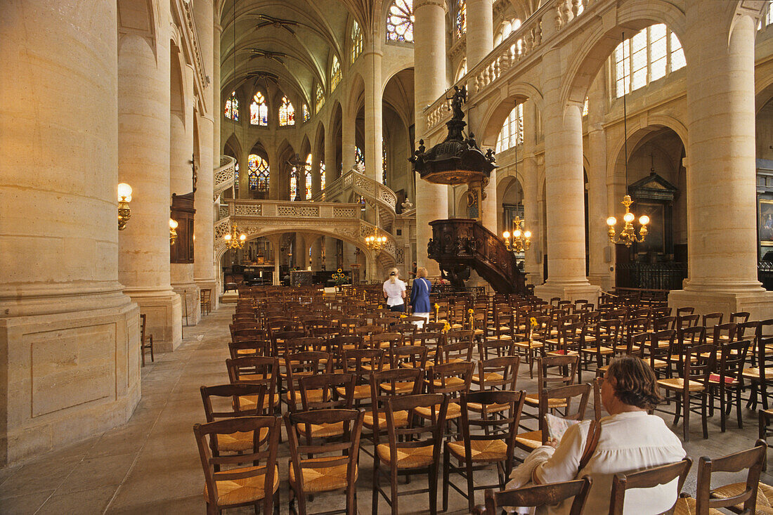 Interior view of the church of Saint Etienne du Mont, 5. Arrondissement, Paris, France, Europe
