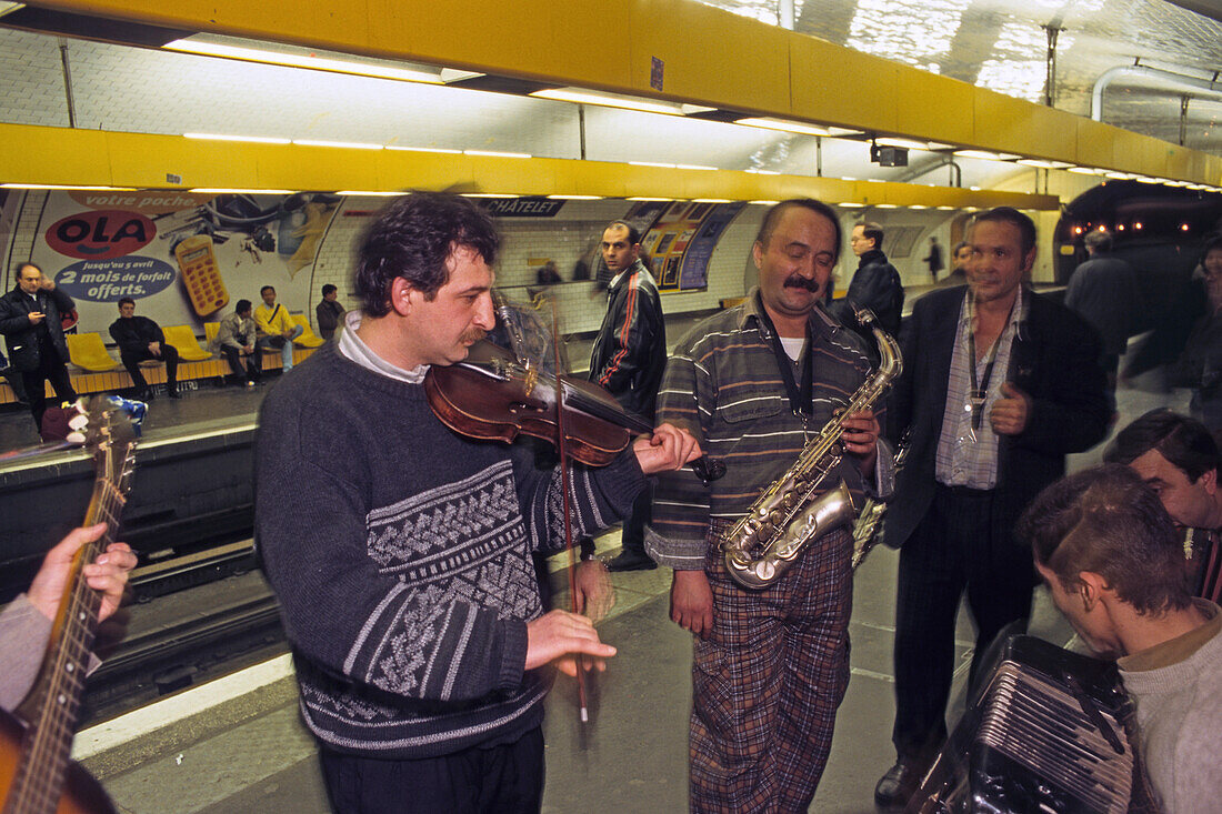 musicians in the underground, subway, Paris, France, Paris, France, Europe