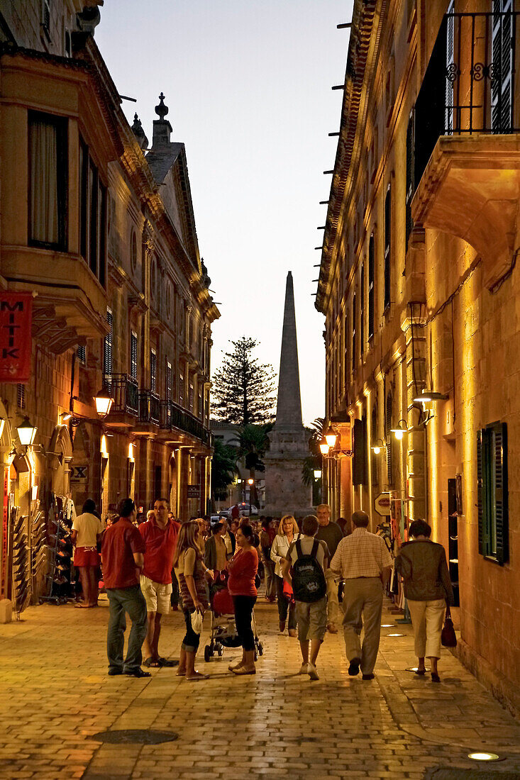 Spain Menorca Mahon Ciutadella old city center at twilight