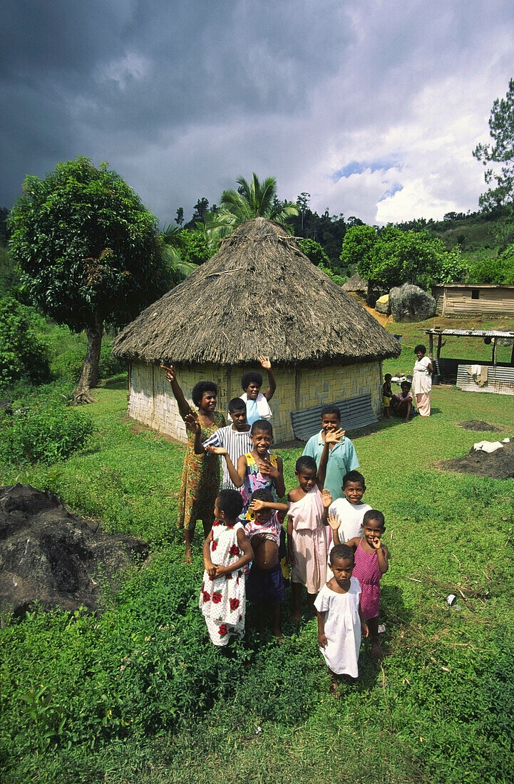 south pacific  Fiji Vitu Levu traditional village near Sigakota river