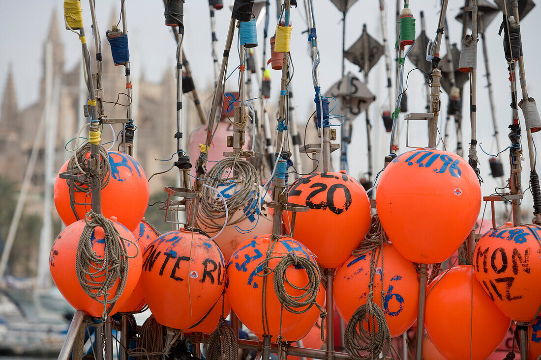 Fishing Boat Buoys, Palma, Mallorca, Balearic Islands, Spain