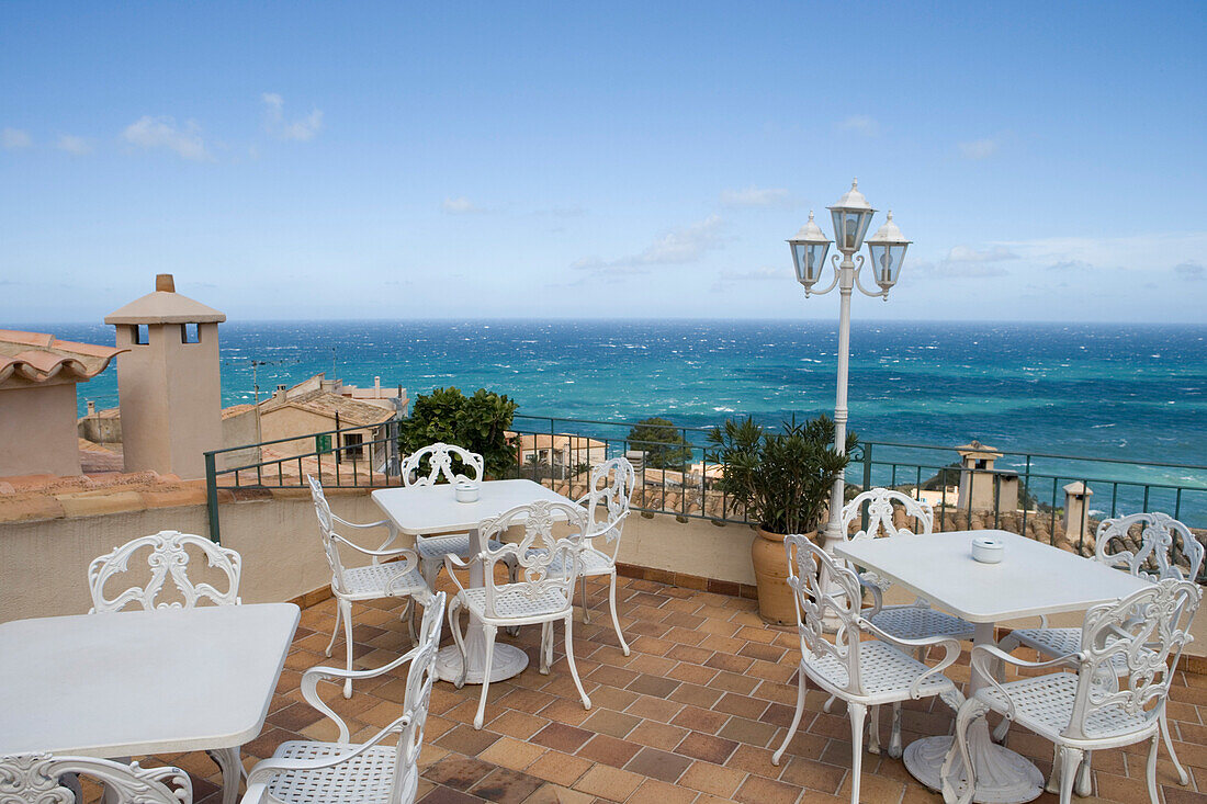 Outdoor Seating on Terrace, Banyalbufar, Mallorca, Balearic Islands, Spain