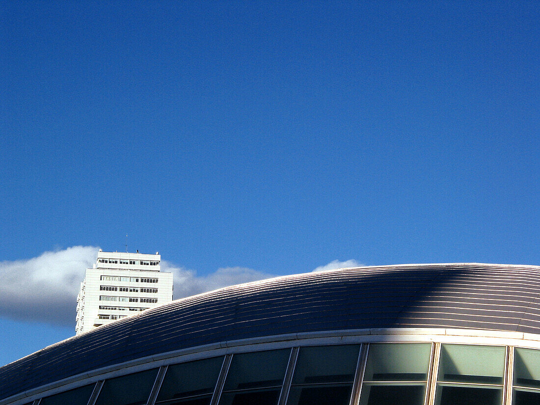 Hemisferic and Torre de Francia, City of Arts and Sciences, by S. Calatrava. Valencia. Spain