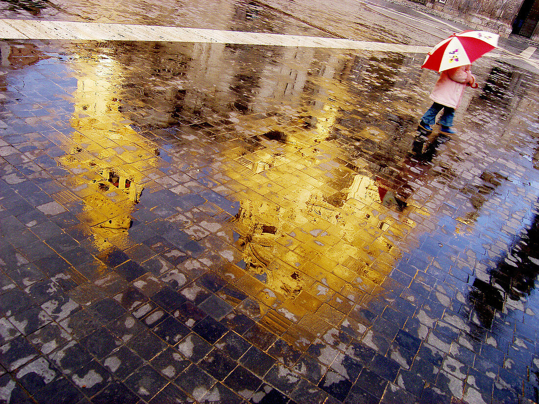 Reflection in sidewalk