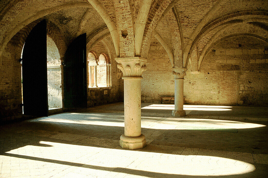 Scriptorium, remains of the Gothic Abbey of San Galgano. Tuscany. Italy