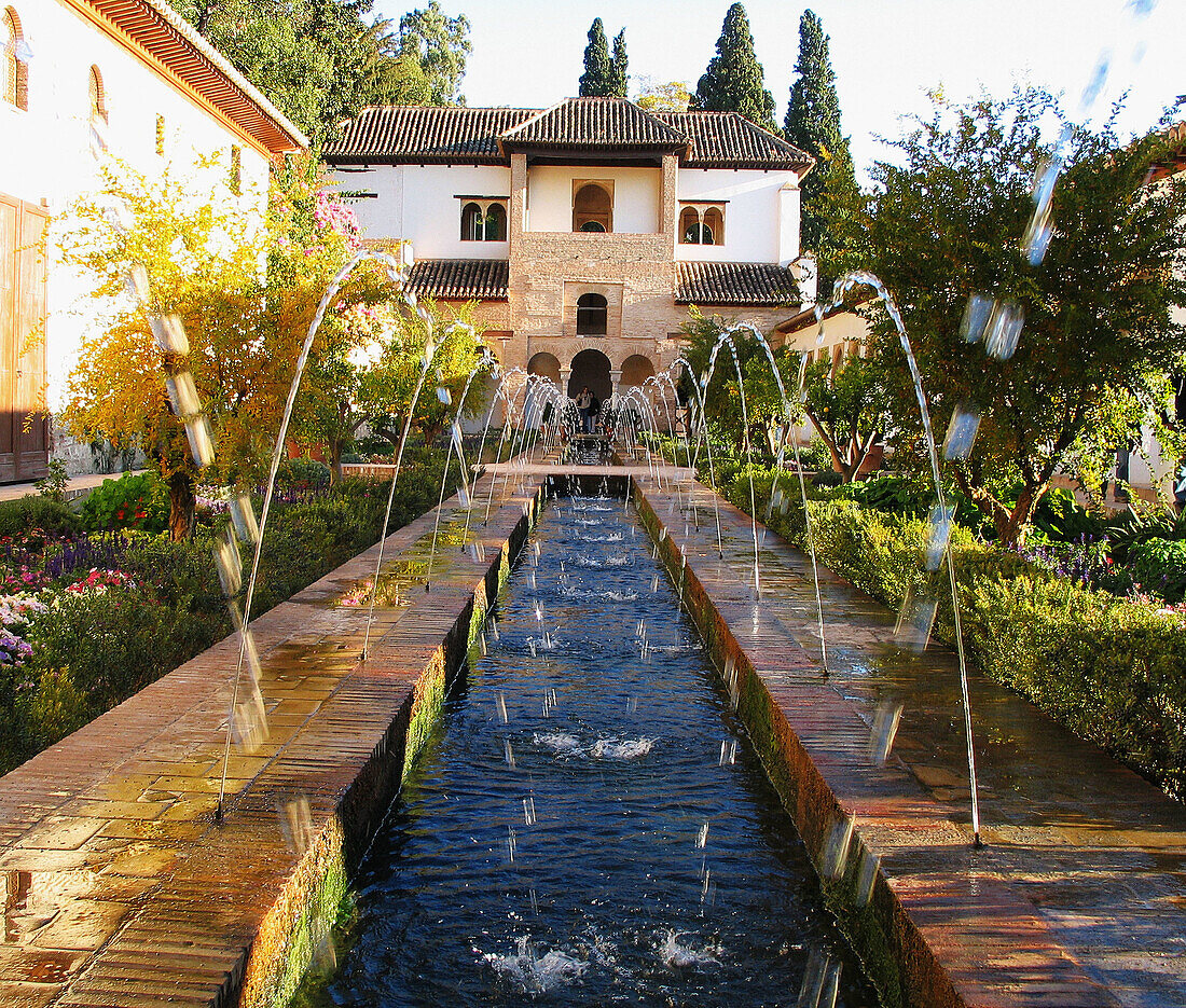 Patio de la Acequia, Generalife gardens, Alhambra. Granada. Spain