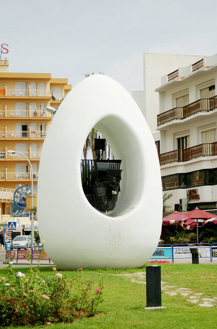 The egg, monument to Christhoper Columbus. Sant Antoni de Portmany. Ibiza, Balearic Islands. Spain
