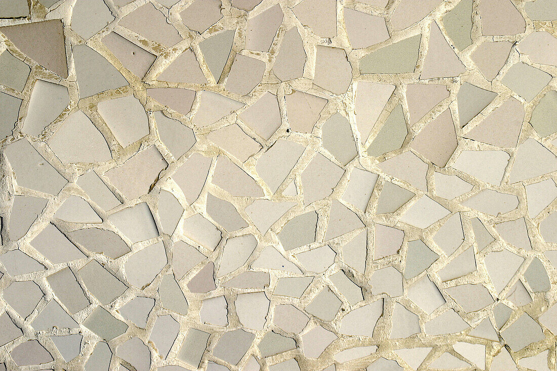 Detail of mosaic decoration at Parc Güell by Gaudí. Barcelona. Spain