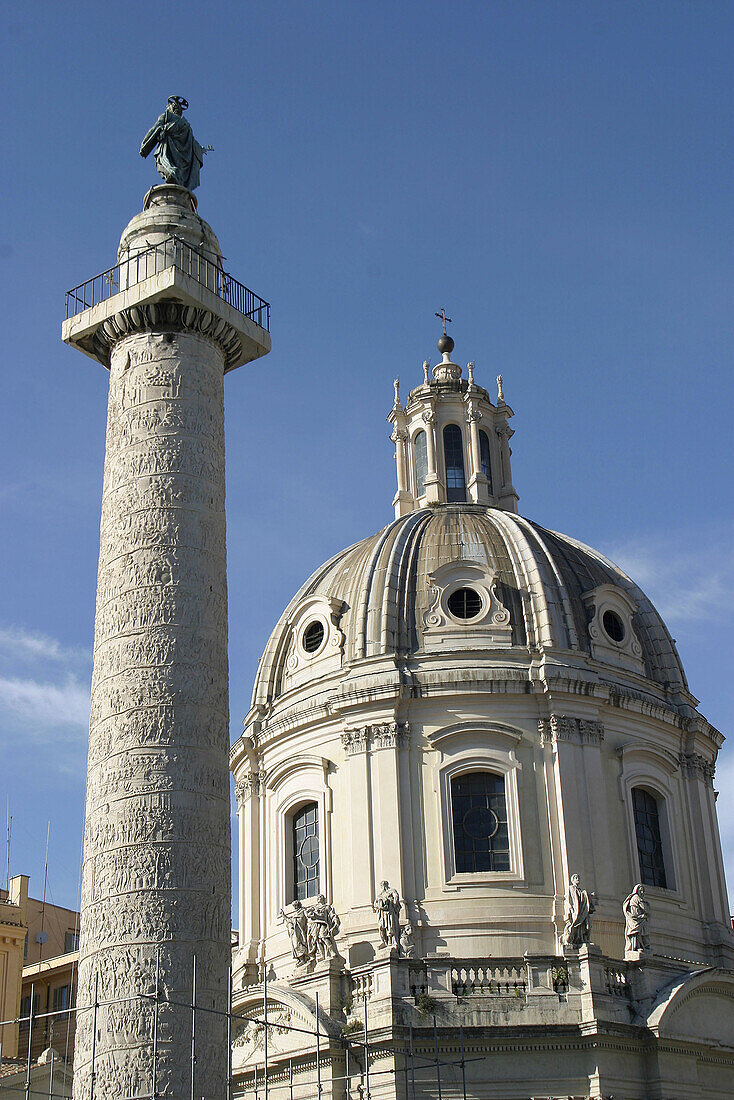 Church of S.S. Nome di Maria with La Colonna Traiana. Rome. Italy