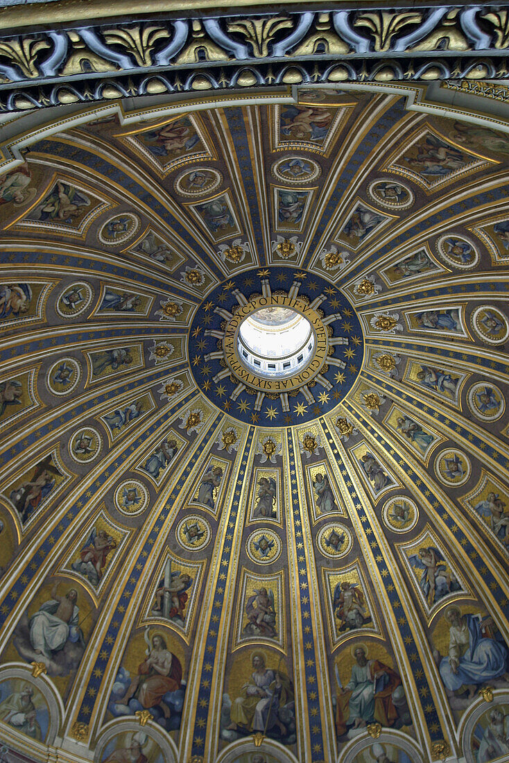 Dome detail of St. Peters Basilica. Vatican City, Rome. Italy
