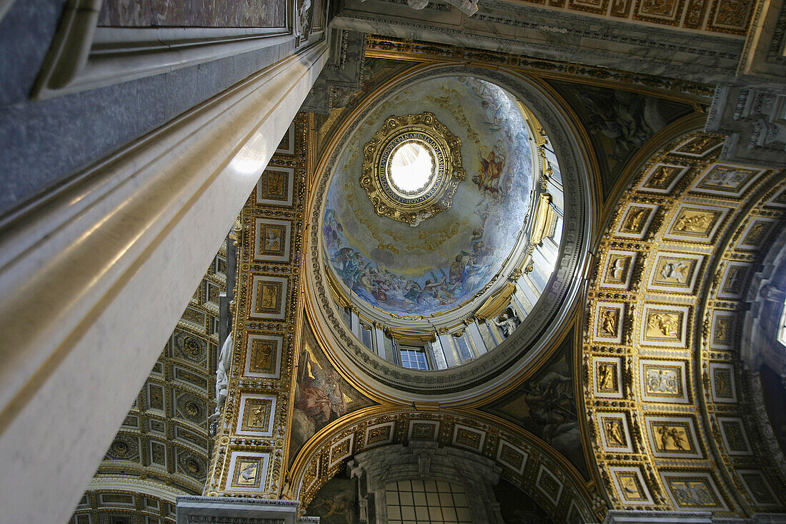 Dome on the aisle of St. Peters Basilica. Vatican City, Rome. Italy