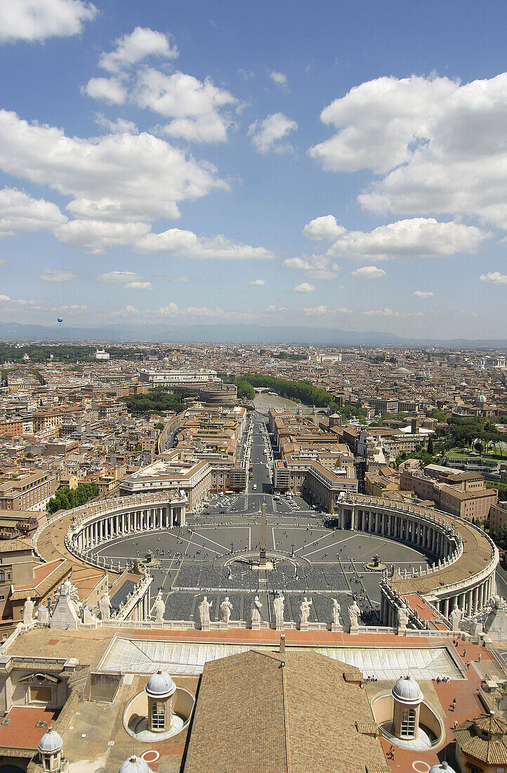 St. Peters Square and Via della Conciliazione from the Dome of the Basilica. Vatican City. Rome. Italy