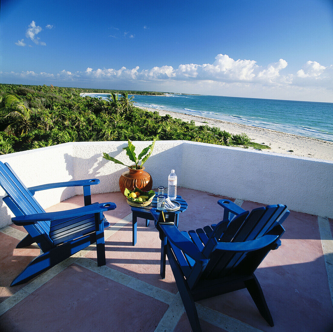 Terrace of room 9 at Maroma in the Yucatan Peninsula. Mexico