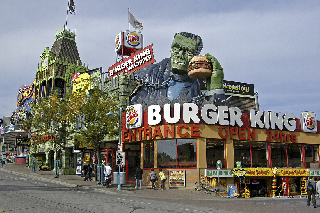 A frankenstein Burger King on the Niagara City strip. Niagara. Canada