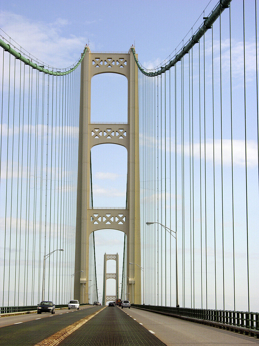 Mackinaw bridge connects Michigan Upper and Lower Peninsula at the Straits of Mackinaw. USA