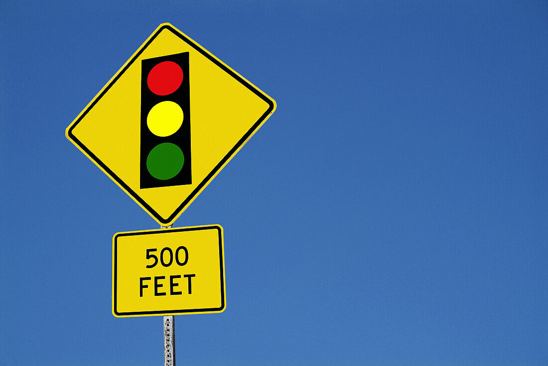 Stop signal 500 feet ahead sign