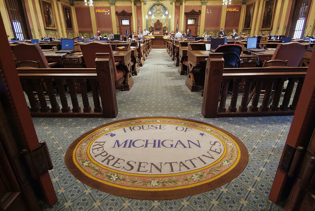 House of Representatives in the Michigan State Capitol, Lansing. Michigan, USA