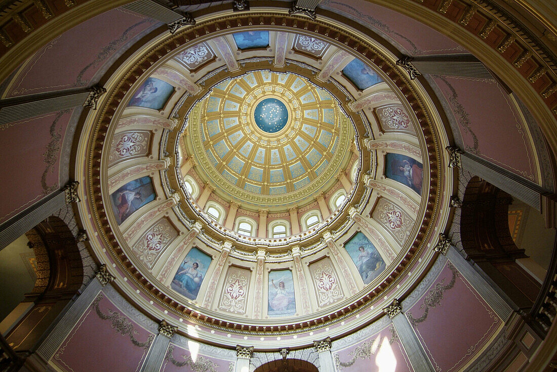 Interior view of Michigan State Capitol building dome, Lansing. Michigan, USA