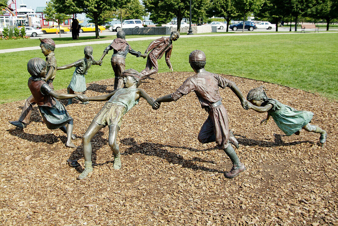 Children Statue located in downtown Chicago Illinois at the entrance to the Navy Pier. Chicago, Illinois. USA.