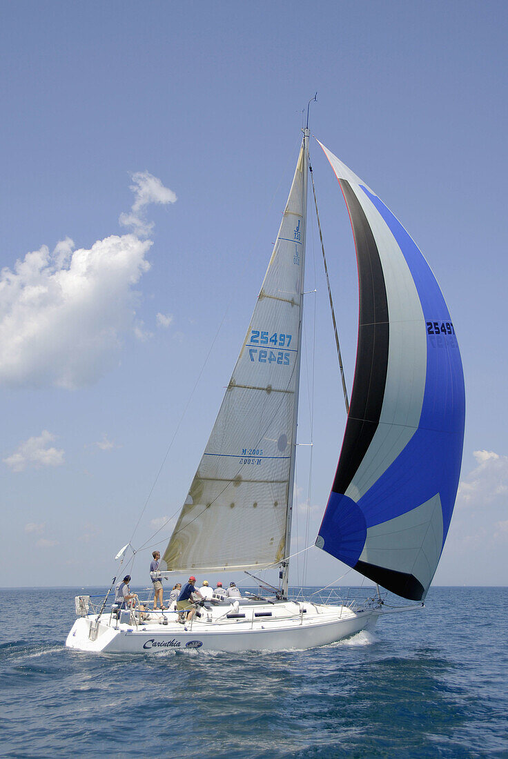 The annual sailboat race between Port Huron and Mackinaw Island Michigan requires teamwork.