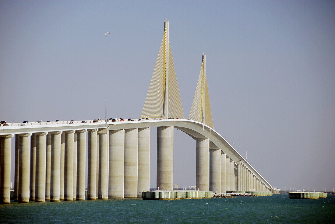 Sunshine Skyway Bridge in Tampa, Hillsborough County, Gulf West Central. Florida. USA.