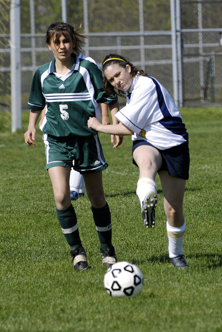 Girls high school soccer action