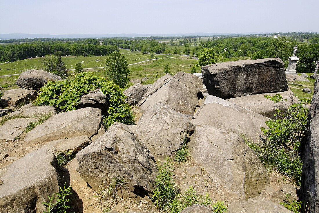 Little Round Top and The Valley of Death at the Gettysburg National Battlefield Park and Cemetary Pennsylvania PA