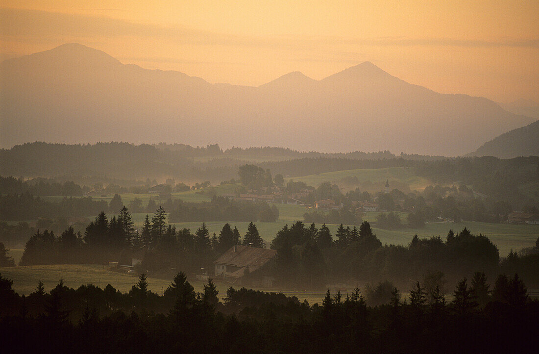 Landscape at sunrise, Bavaria, Germany